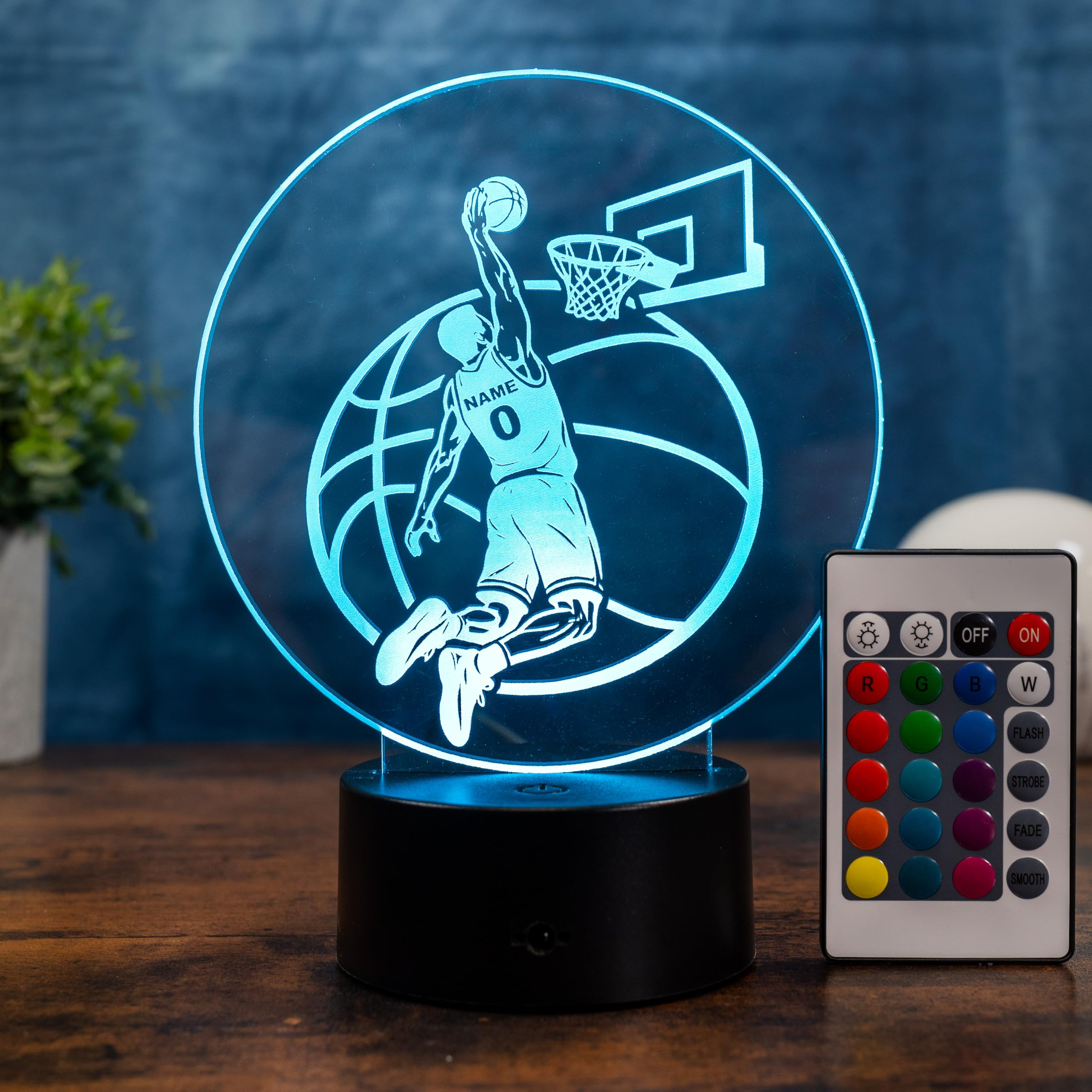 Personalisierte Basketball Lampe mit Name & Nummer – LED Nachtlicht Kinder Geschenk, Basketball Spieler Deko, Sport Geschenkidee Junge, 16 Farben dimmbar