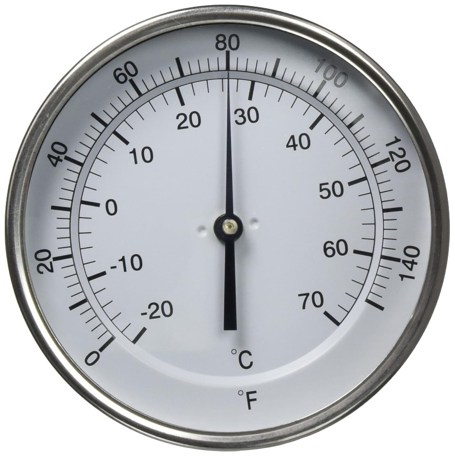 PIC Gauges B5A4-JJ SS Case Bimetal Thermometer, 316 SS Stem, Adjustable Angle Connection, 5" Dial, 4" Stem Length, 20/240° F & -7/116° C Temperature Range