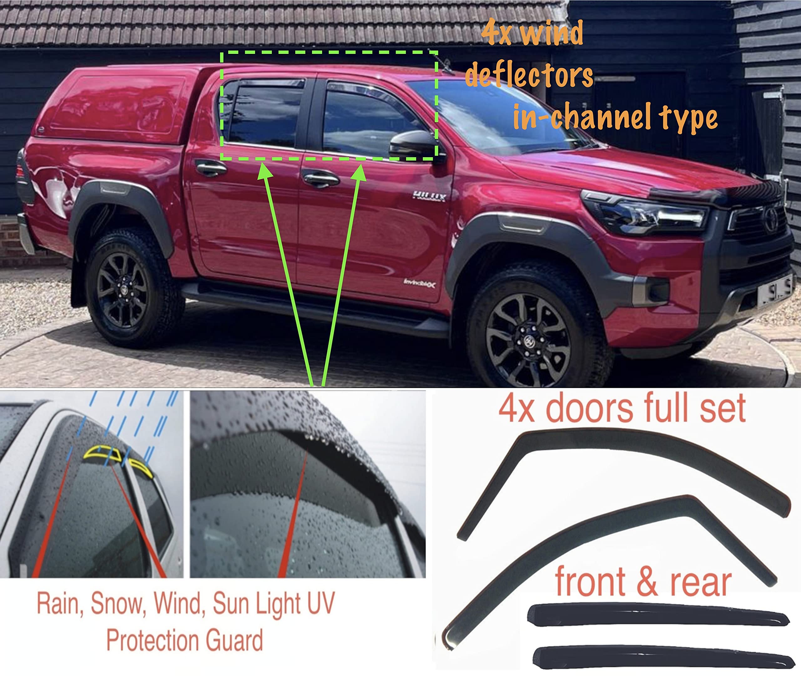 Buy AC WOW 4x Wind Deflectors for Toyota Hilux 4door 2015 2016 2017