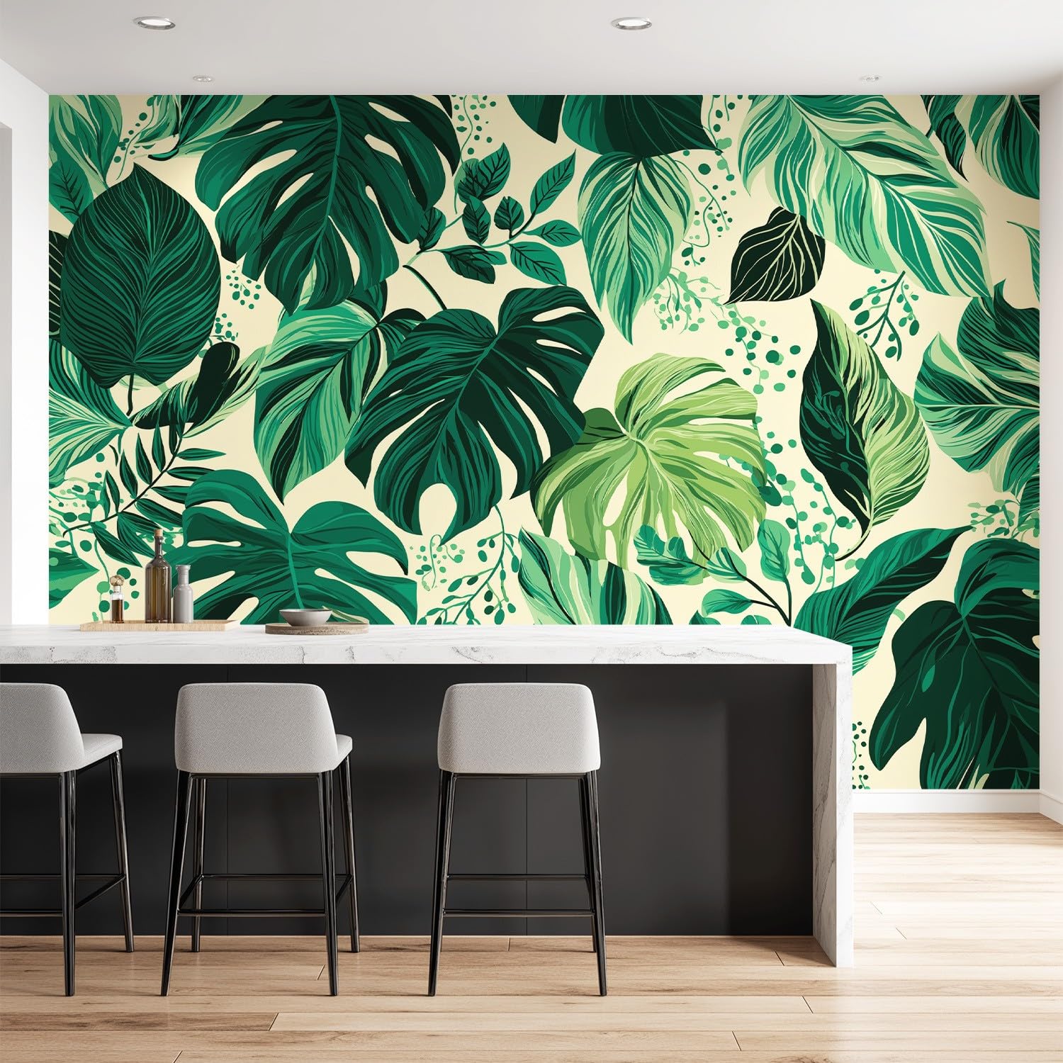 Générique Tapeta botaniczna, świeża, zielona panoramiczna tapeta monstera, liana do salonu sypialnia olbrzymia salon, dekoracja ścienna do salonu sypialni