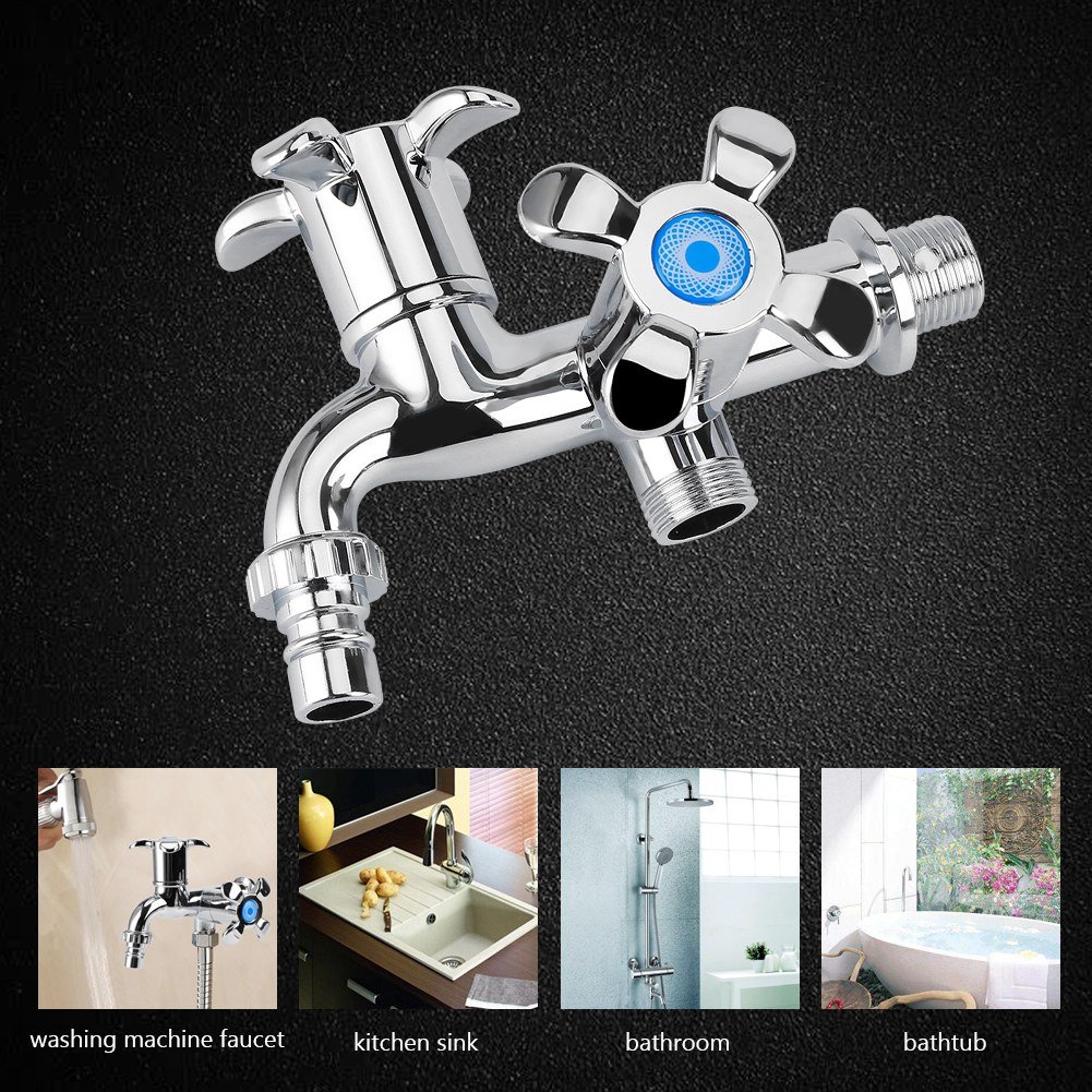 Washing Machine Faucet Environmental ABS Sink Basin Water Tap with Double Spout Handle 2 — view 4