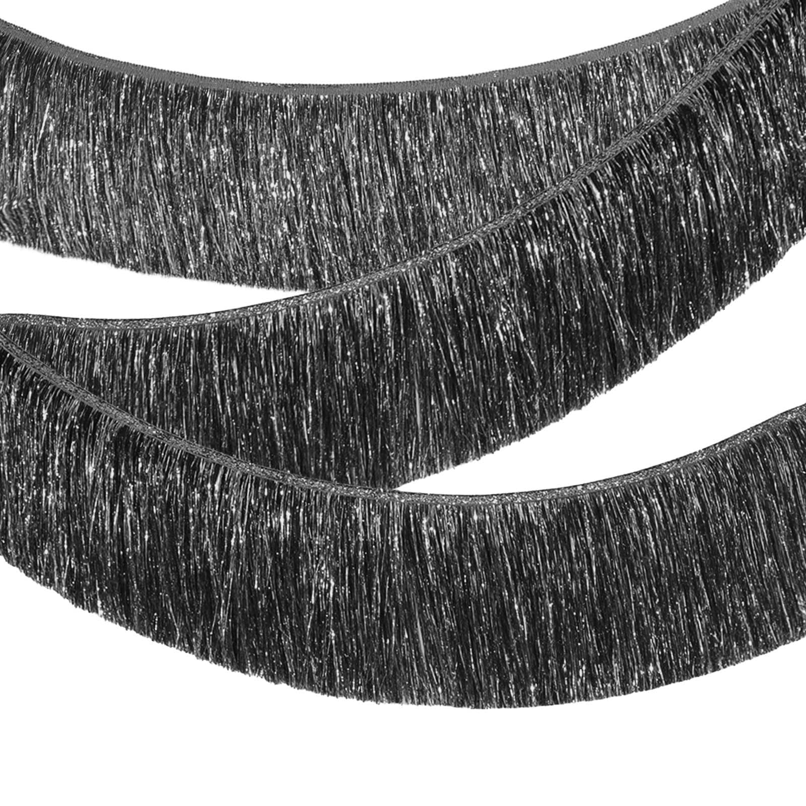 YESAH Black Fringe Garland,6M/20CM Sparkly Tinsel Fringing,Wall Hanging Tinsel Fringe Banners,Metallic Streamers Party Backdrop for Birthday Wedding Prom Decoration Parade Floats(3 Pack,2M)