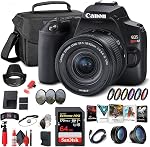 Canon EOS Rebel SL3 DSLR Camera with 18-55mm Lens (Black) (3453C002) + 64GB Memory Card + Color Filter Kit + Case + Filter Kit + Corel Photo Software + LPE17 Battery + Charger + More (Renewed)
