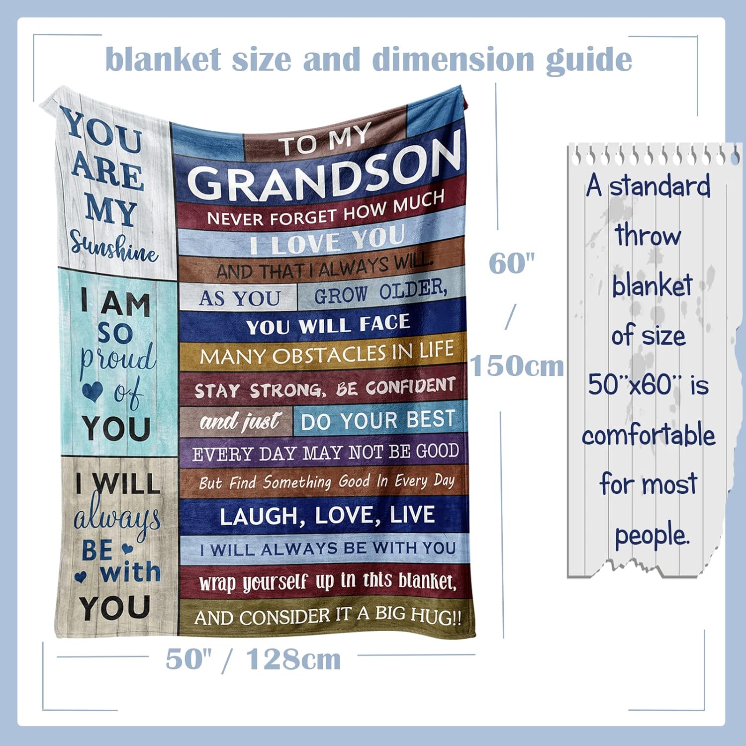 Grandson Gifts from Grandma And Grandpa, Gifts for Grandson, Grandson Gifts from Grandparents, Best Grandson Blanket, to My Grandson Christmas Birthday Gift Blanket 60" x 50" for Teen Boys Men
