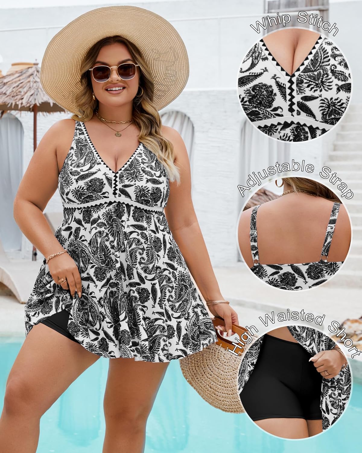 Jolefille Plus Size Tankini Swimsuits for Women 2 Piece Tummy Control Modest Bathing Suits Bikini Swim Dress with Shorts 2026 - Image 6