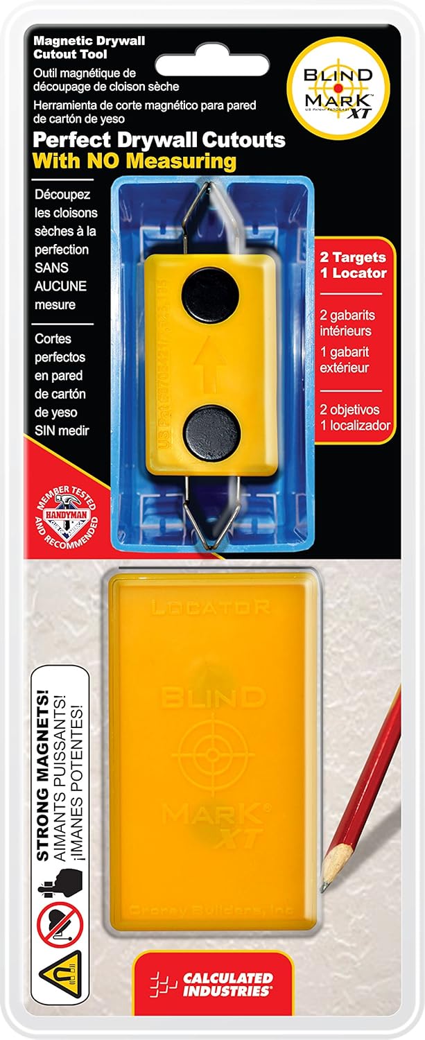 Calculated Industries 8105 Blind Mark Drywall Electrical Box Locator Tool – Powerful Rare-Earth Magnetic Targets (3) and Locator Kit