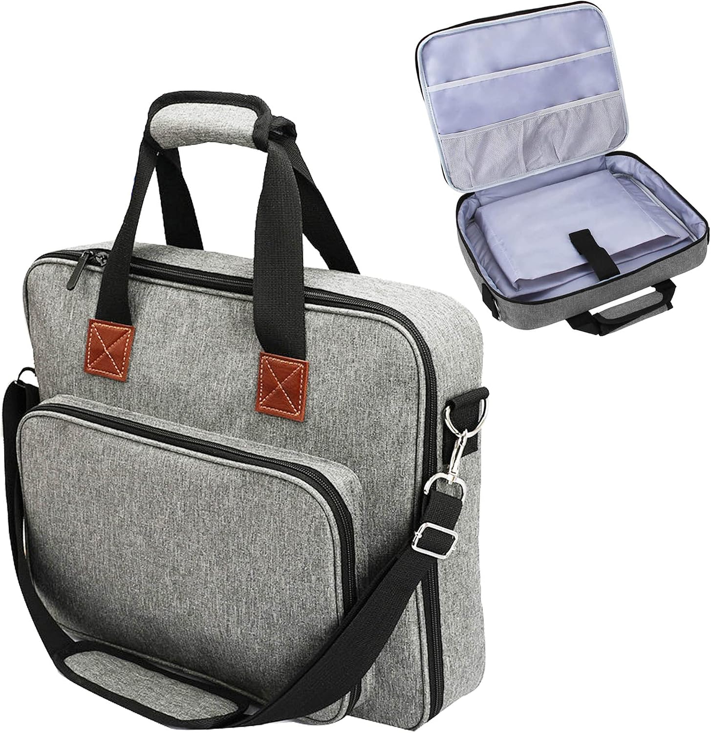 VAIIEYO Embroidery Project Bag, Embroidery Storage Bag with Multiple Pockets, Multifunctional Portable Craft Carry Case for Embroidery Kits & Cross Stitch Kits Tools(Bag Only) Gray