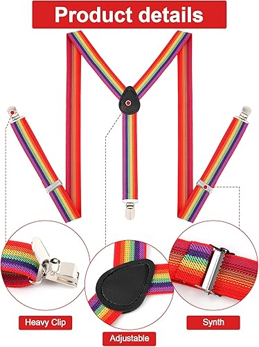 Miniatura 4 de Juego de tirantes y corbatín SATINIOR con clip de los 80 para hombres y mujeres