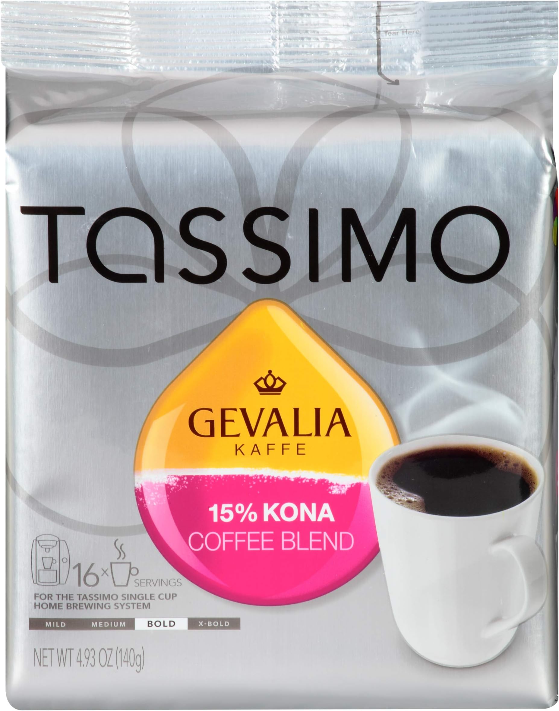 Tassimo Gevalia 15 Kona Blend Bold Dark Roast Coffee T