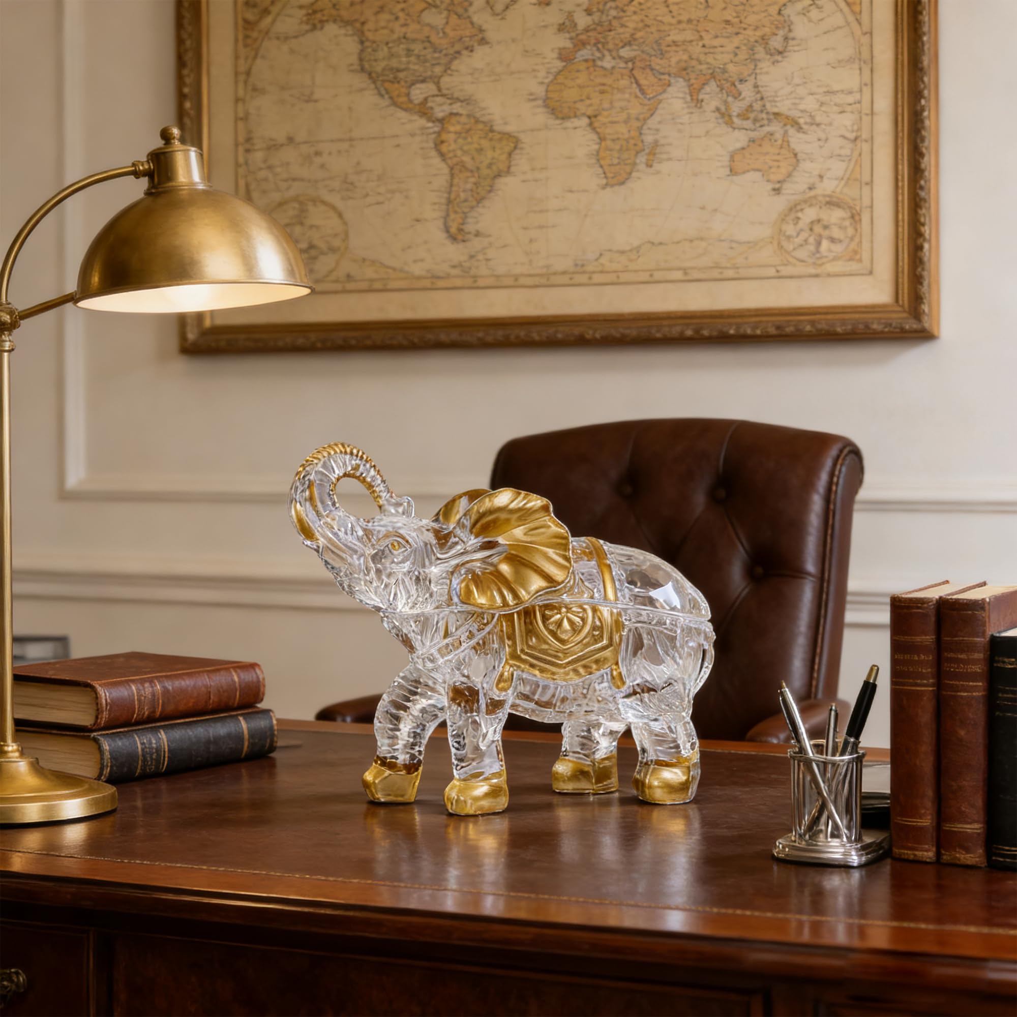 Grands bocaux à bonbons en cristal peints à la main en forme d'éléphants avec couvercle, cadeaux pour les amateurs d'éléphants, décoration de collection pour centre de table à la maison.