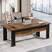 Tribesigns 70.86" L-Shaped Executive Desk with Mobile File Cabinet, 2 Drawers & Shelves - Rustic Brown Home Office Workstation