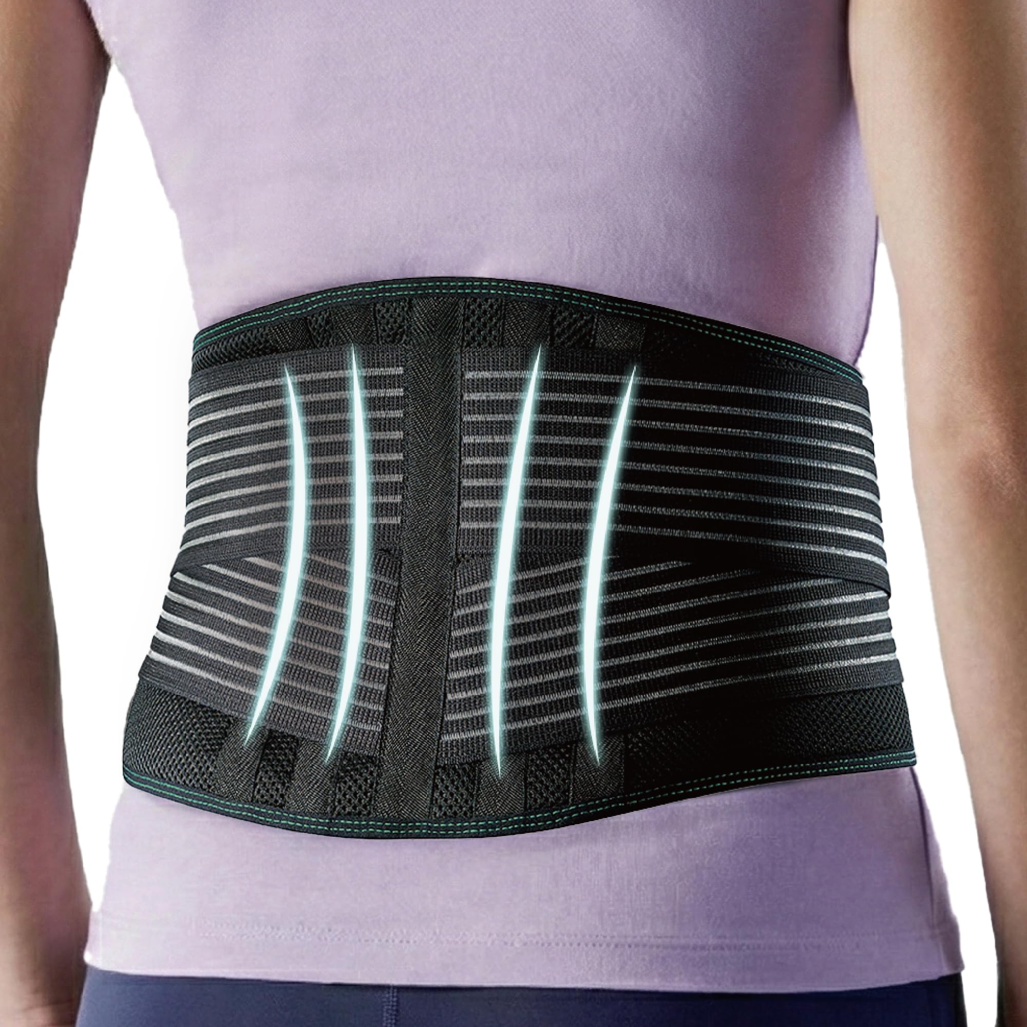 RW501 Breathable Back Support Belt - Back Stabilizer with Flexible Stays - Relief for Lower Back Pain, Herniated Disc, Sciatica, Scoliosis and Heavy Lifting Work (Black, S/M)