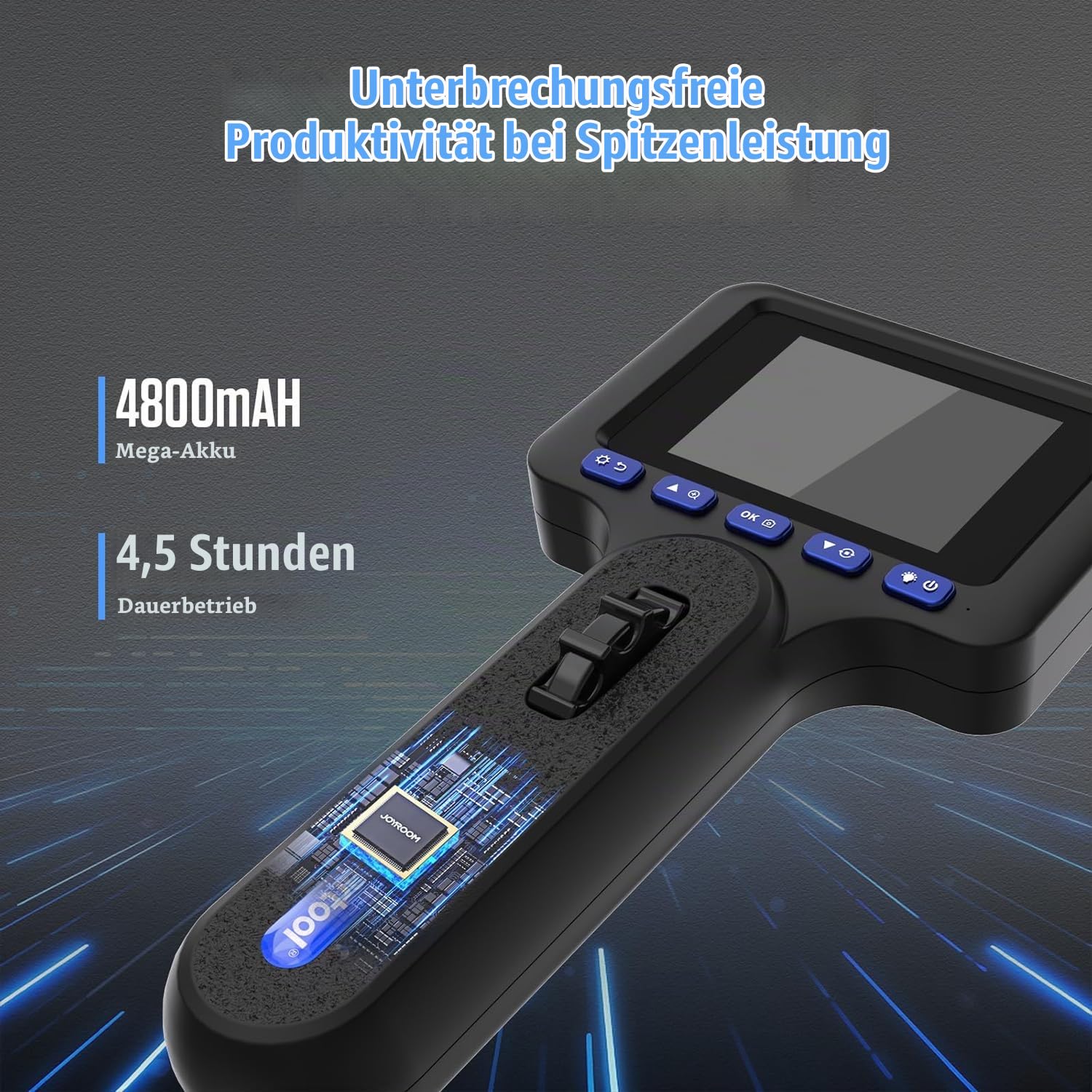 Endoskopkamera mit Licht und 4 Zoll Bildschirm,𝟏𝟎𝟖𝟎𝐏 𝐇𝐃 𝐈𝐏𝟔𝟕 𝟔 𝐋𝐄𝐃 Endoskopkamera mit 32GB SD Karte, Inspektionskamera für Automobil-, HVAC- und Mechanikbereich.