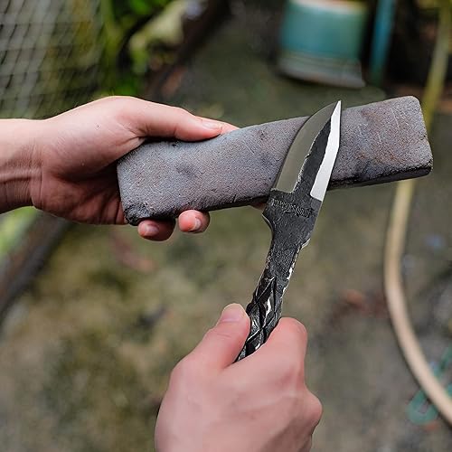 Miniatura 9 de WARRIORS QUEST - SideWinder Railroad Spike Knife - Cuchillo de acero al carbono forjado a mano y tratado térmicamente con funda de cuero de primera