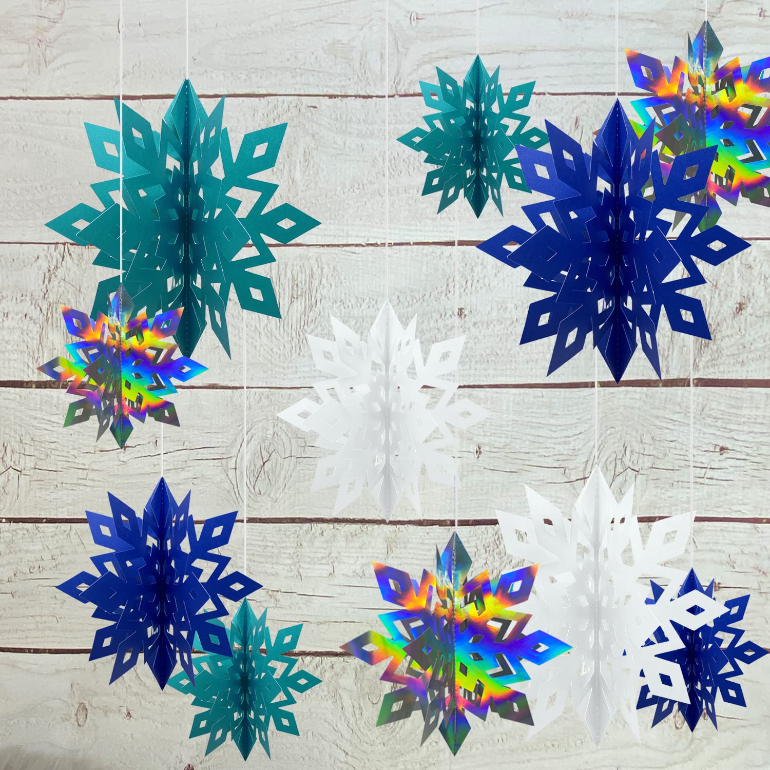 Oblique Unique 3D Schneeflocken-Deko: 6-teiliges Set In Irisierend, Größen 15-24 Cm – Winterliche Hangedeko Für Weihnachten