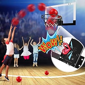 TREYWELL Indoor Basketball Hoop Boys Gifts for Teens and Adults Door Room Basketball Hoop Mini Hoop with Electronic Scoreboard, 3 Balls and Batteries Basketball Toys for 8 9 10 11 12