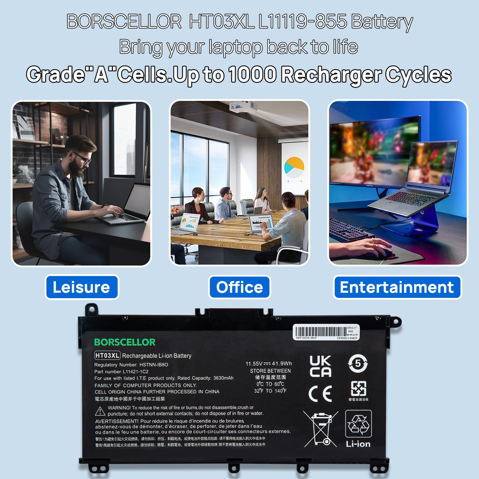 HT03XL L11119-855 Bateria do laptopa HP Pavilion 14-CE 14-CF 14-CK 14-CM 14-DH 14-DK 14-DF 14-MA 14Q-CS 14Q-CY 15-CS 15-DQ 15-DA 15-DB 15-CW 17-BY 17-CA 240 245 250 255 G7 340 348 G5