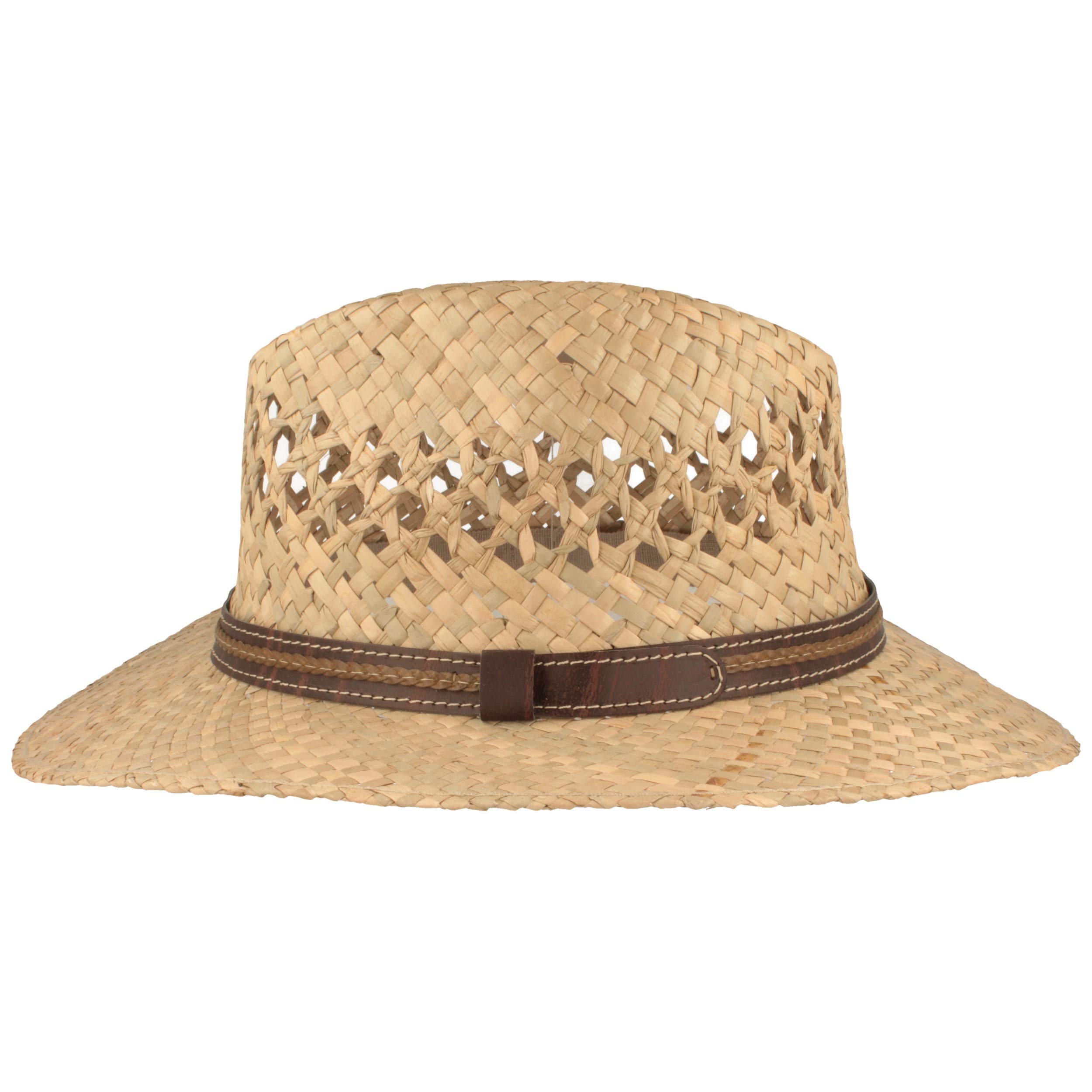 Breiter Strohhut Sommerhut Sonnenhut – Handgeflochten aus 100% Stroh – Traveller – Besonders Leicht, Flexibel, Hautfreundlich & Bequem