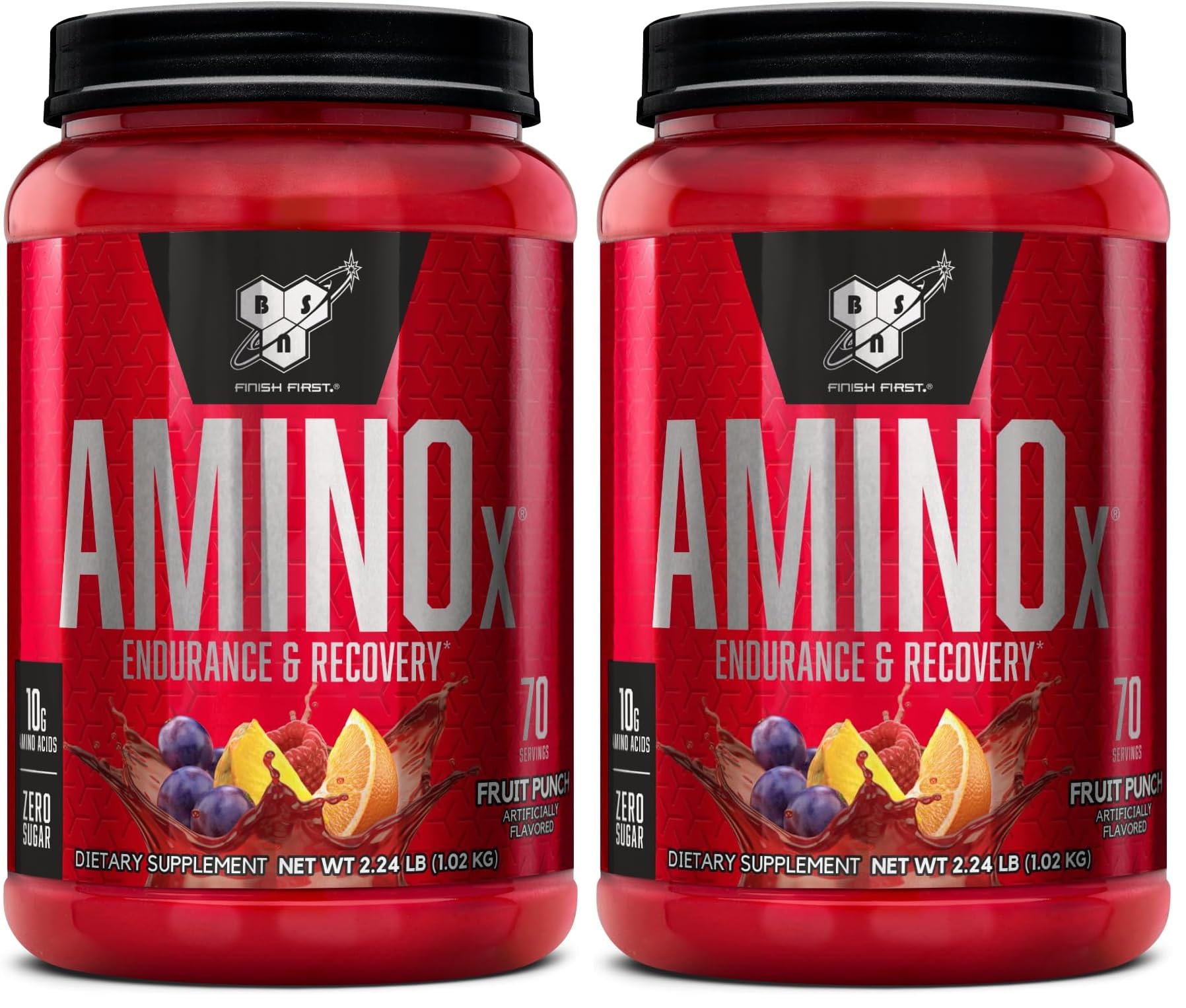 BSN Amino X Muscle Recovery & Endurance Powder, BCAAs, 10 Grams of Amino Acids, Keto Friendly, Caffeine-Free, Support Endurance, Zero Sugar, Fruit Punch, 70 Servings, 35.84 Ounce(Pack of 2) Fruit Punch 35.84 Ounce (70 Servings, Pack of 2)