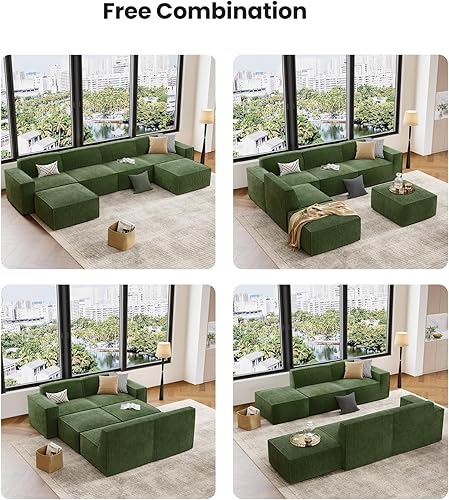 Miniatura 8 de Amada - Sofá modular en forma de L de 80 pulgadas, sofás Clopud de pana con asientos profundos y respaldo alto, sofás tapizados para sala de estar,