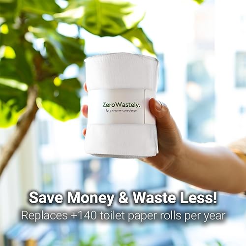 Miniatura 2 de Papel higiénico reutilizable  24 toallas reutilizables para bidé  Toallitas de tela supersuaves, absorbentes, lavables y re-enrollables  Recorta y