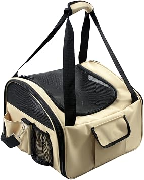 Pet Life Ultra-Lock Collapsible Safety Travel Wire Folding Pet Carseat or Dog Car Seat Carrier with Side Pockets