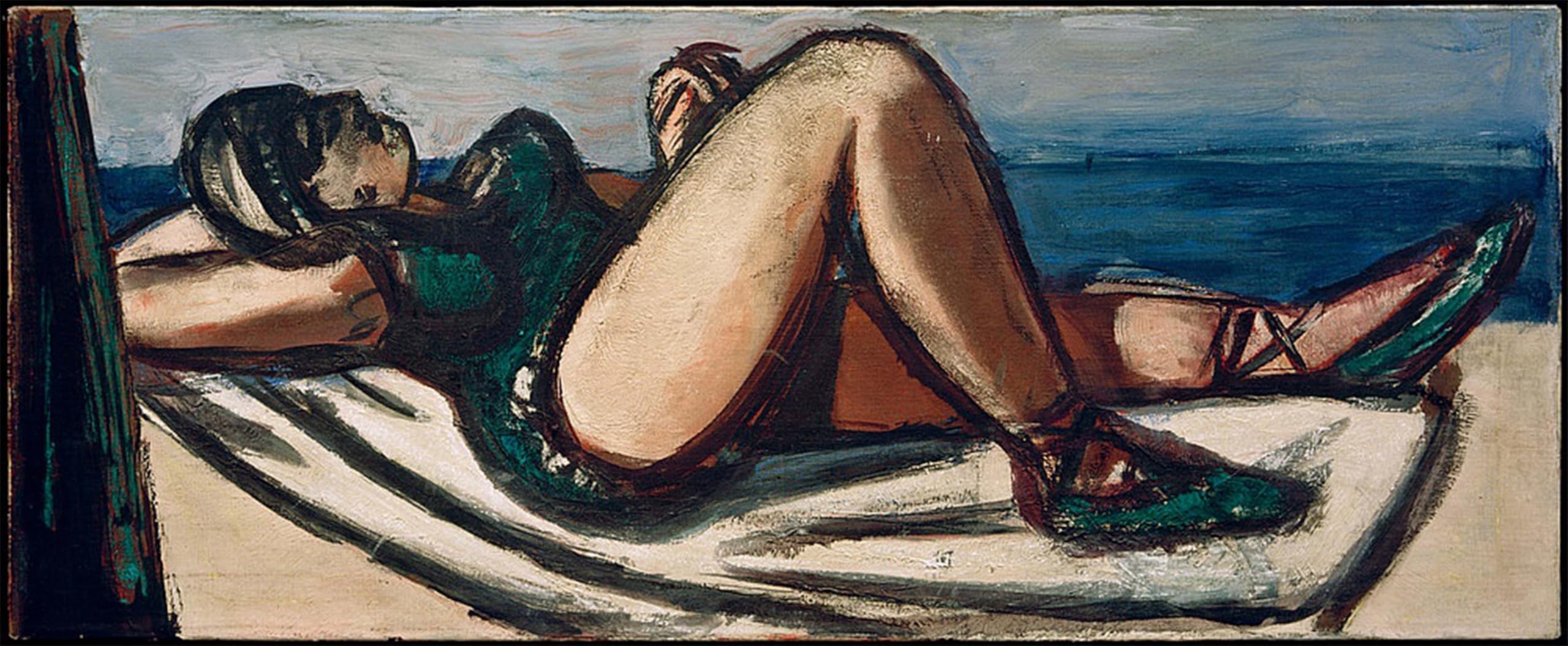POSTERIIk Famous Animal Posters Vintage Picture Sleeping on the Beach by Max Beckmann Modern Wall Decor for Home Decor 60x90cm