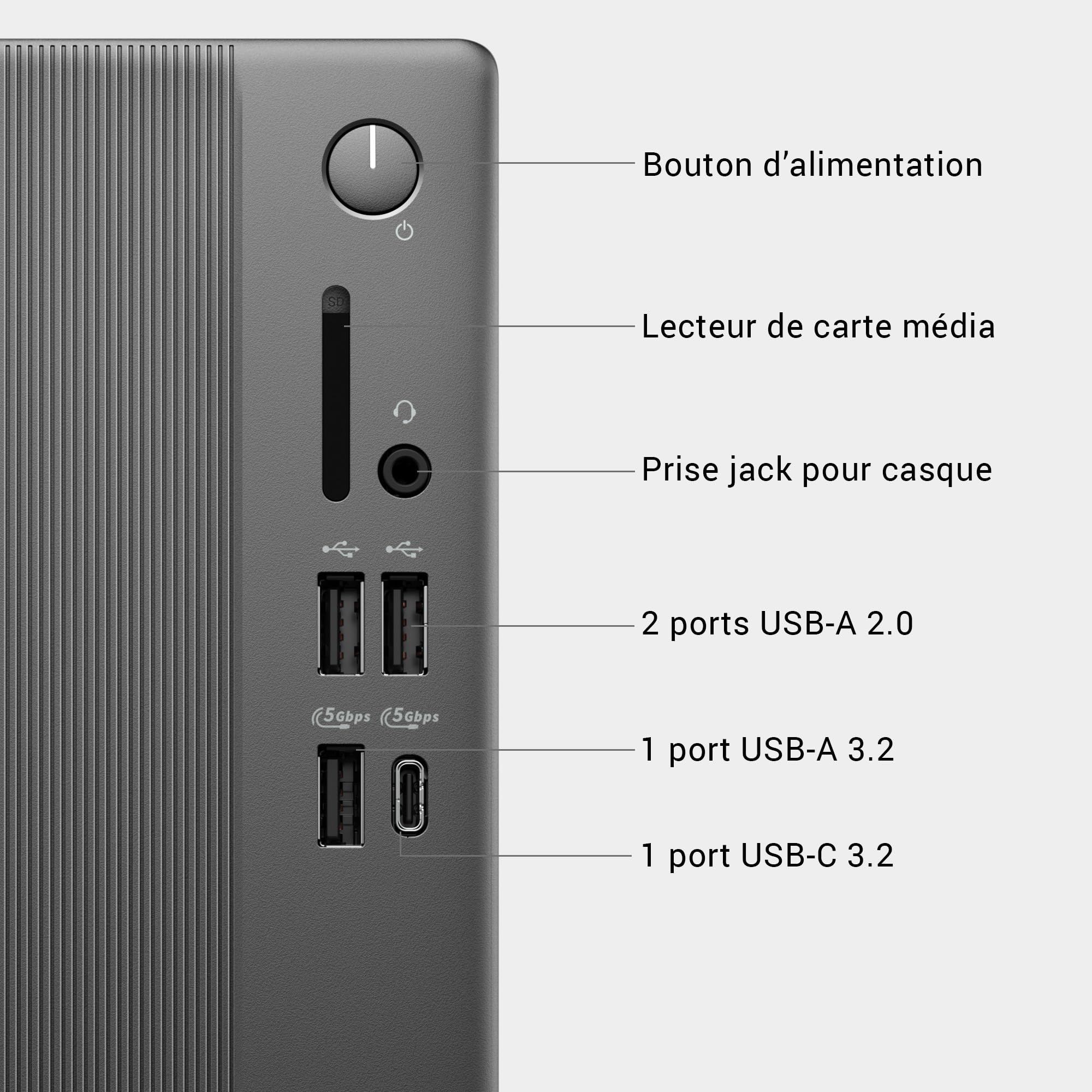 Dell Slim ECS1250 Ordinateur Fixe Intel Core Ultra 5 16Go RAM SSD 1To Wi-Fi 6 Bluetooth Windows 11 Home Noir