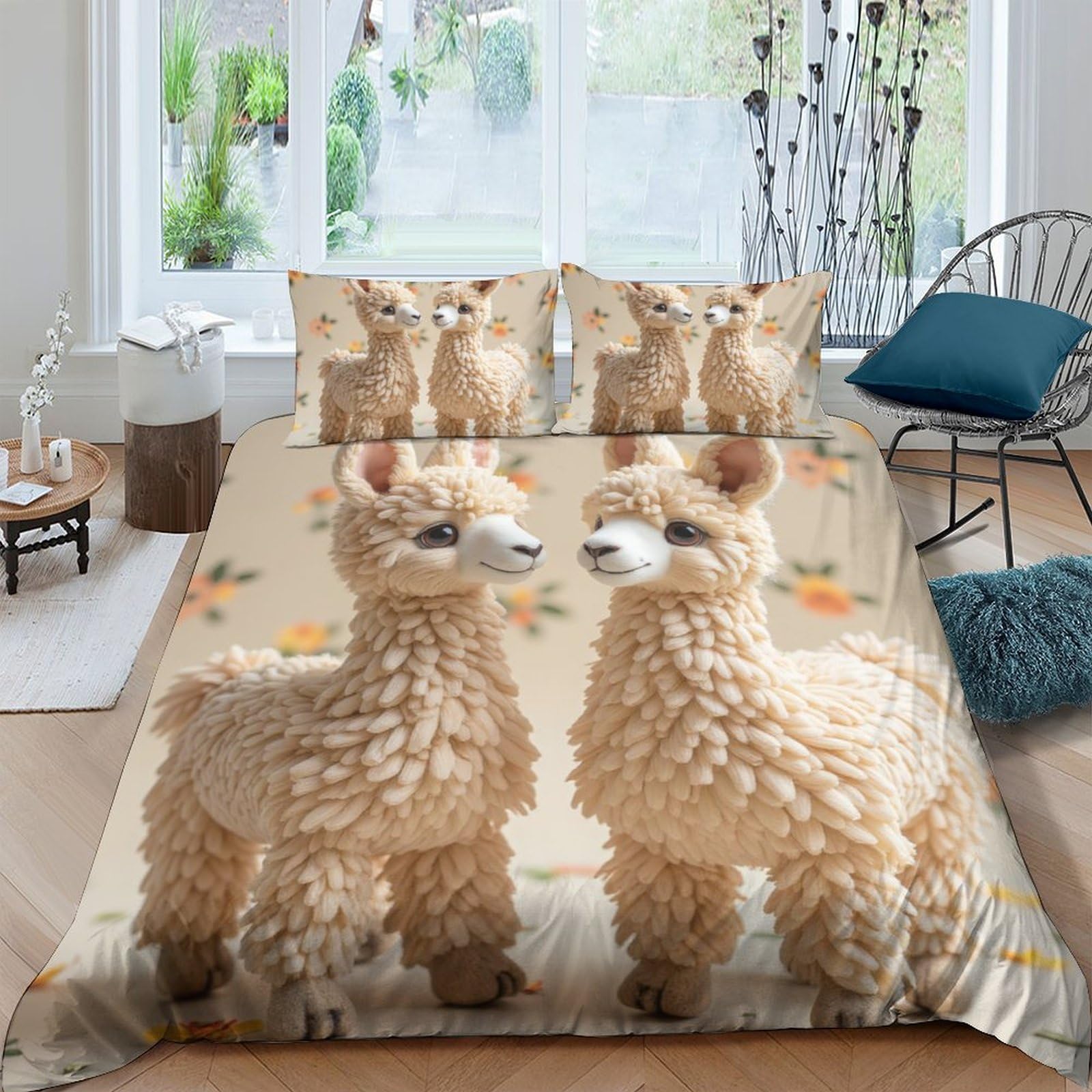Ctjqhvkz Style-3 3D Printed Alpaca Animal Fitted Sheet Microfiber Soft Touch Cute Llama Bed Cover For Bedroom Dorm Mattress Protection Decor Single（135X200cm）