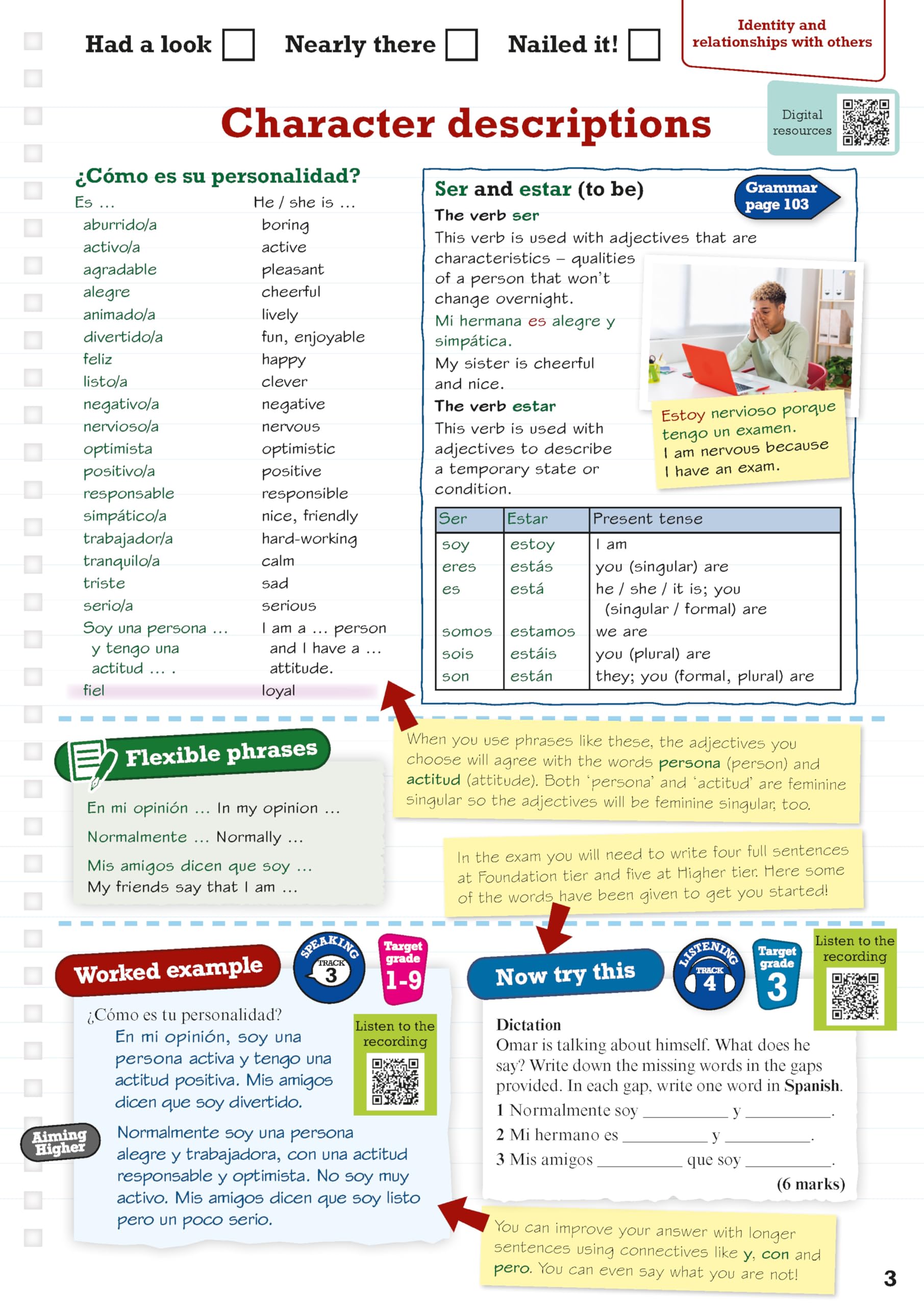 Pearson Revise AQA GCSE Spanish Revision Guide incl. audio, quiz & video - for 2026, 2027 exams