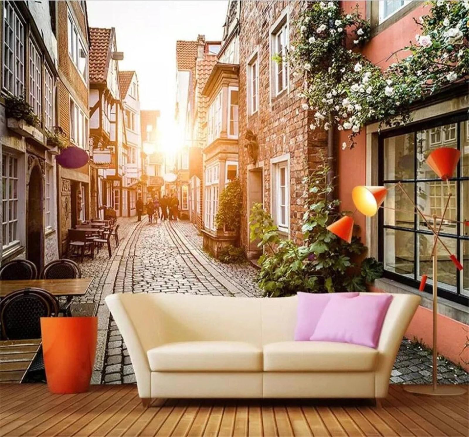 Xlming 250Cm×170Cm(B×H) Three Dimensional Sunrise Architecture Street Spatial Extension 3D Wallpaper Luxury Home Dining Decor Paste Sofa Living Room The Wall For Bedroom Mural-250Cm×170Cm
