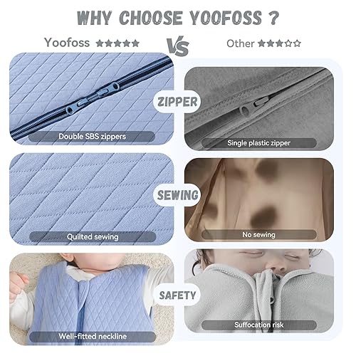 Miniatura 6 de Yoofoss Saco de dormir para bebé de 6 a 12 meses, TOG 2.5, manta de invierno para bebé, 100% algodón, saco de dormir para niños pequeños, con