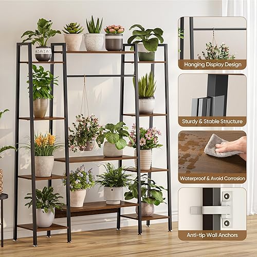 Miniatura 2 de Soporte de plantas grande de 55" para interiores con 8 luces LED de crecimiento (3 modos y temporizador automático) - Estante de plantas de metal de