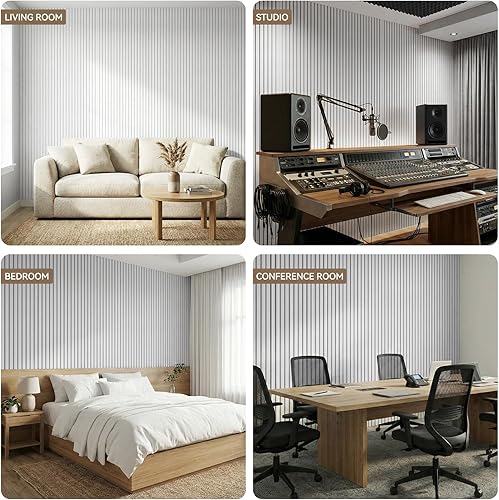 Miniatura 9 de Paquete de 10 paneles acústicos, paneles de pared grandes de 47 x 24 x 0.38 pulgadas, paneles autoadhesivos que absorben el sonido, paneles a prueba