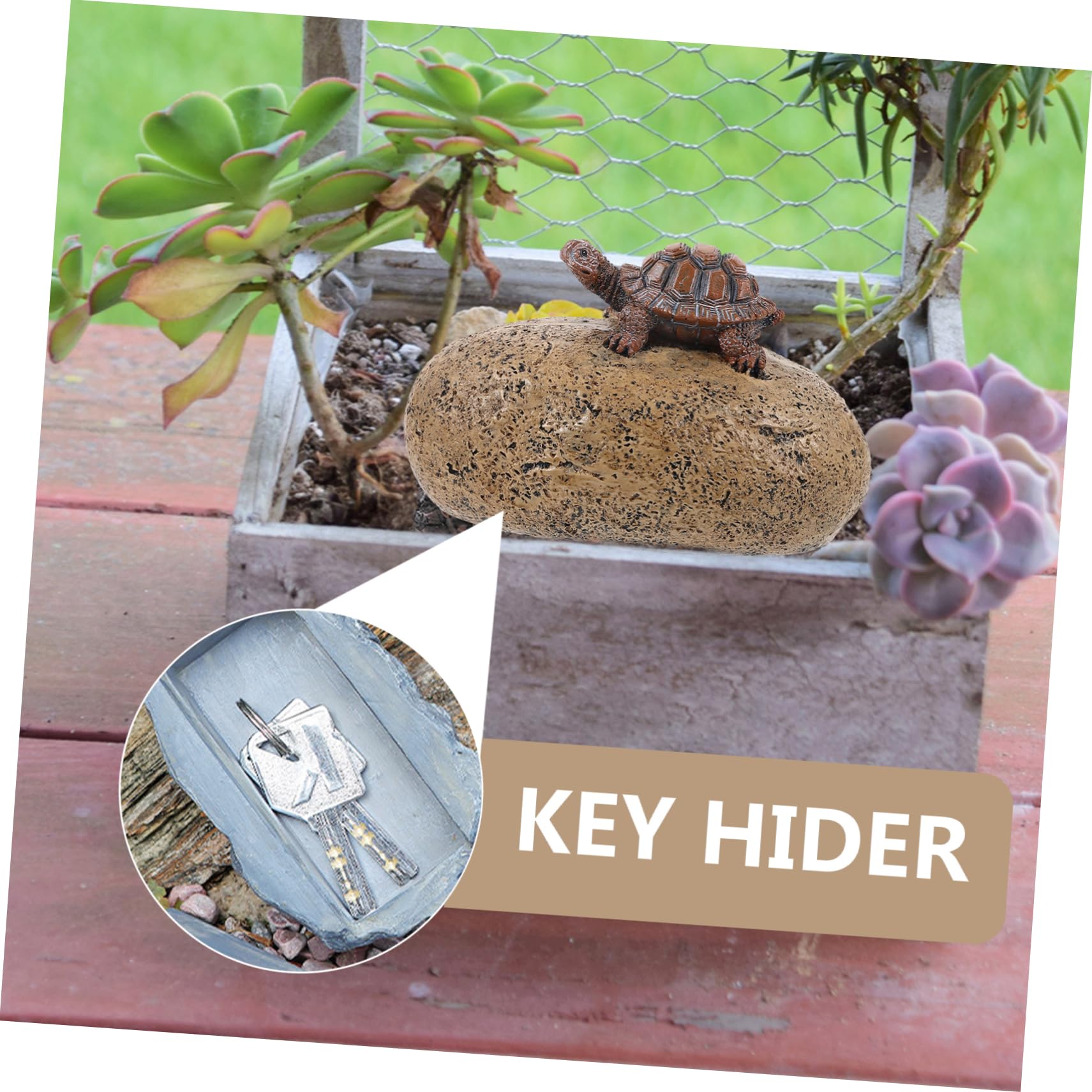 4 Stück Gartendekoration Schlüssel versteckt magnetischer schlüsselversteck Schlüsselhalter für draußen Vintage-Schlüsselversteck fürs Auto Harz Hellbraun