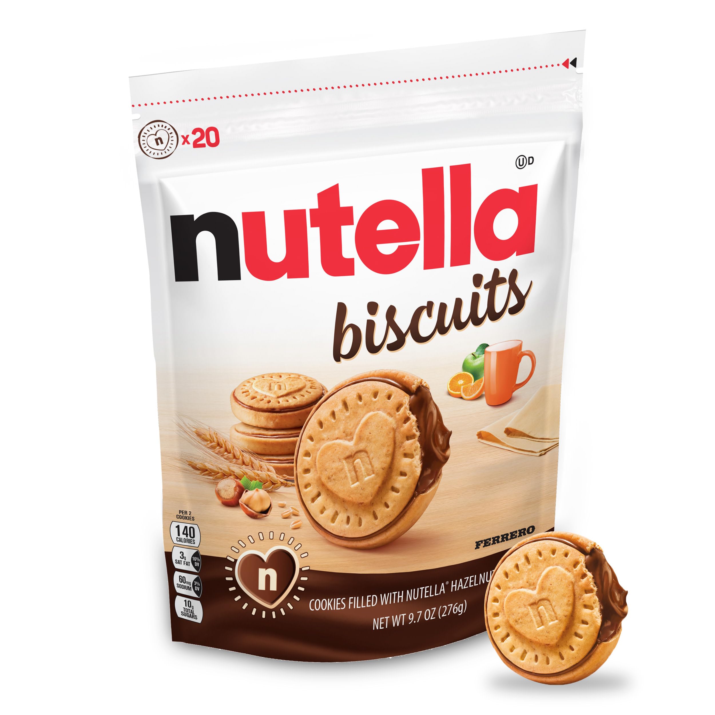 Nutella Biscuits Filled Cookies with Hazelnut Cocoa Spread (276g, 20 Pieces) By COUGAR | Crunchy Biscuit with Creamy Nutella Filling | Premium Imported Snack | Ready to Eat Sweet Snack - (Imported-ITALY)-image-19