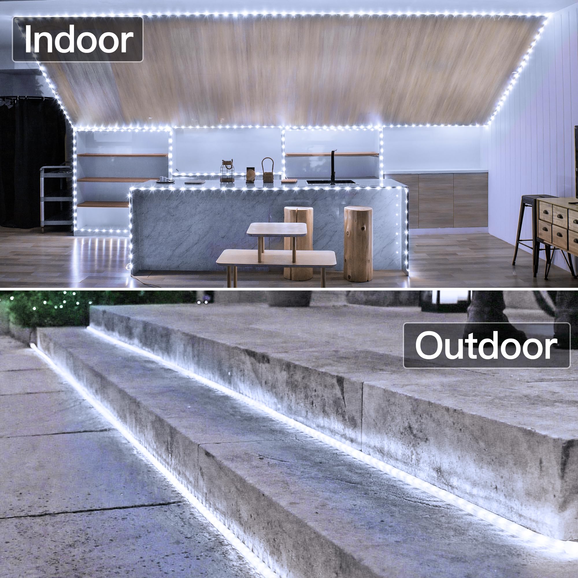 Ccinny 50ft LED Rope Lights with Remote, 300 LED IP68 Waterproof Rope Lights with Plug & Timer, Rope Lights for Outside, Indoor, Patio, Pool, Bedroom, Party, Indoor Decoration (White)