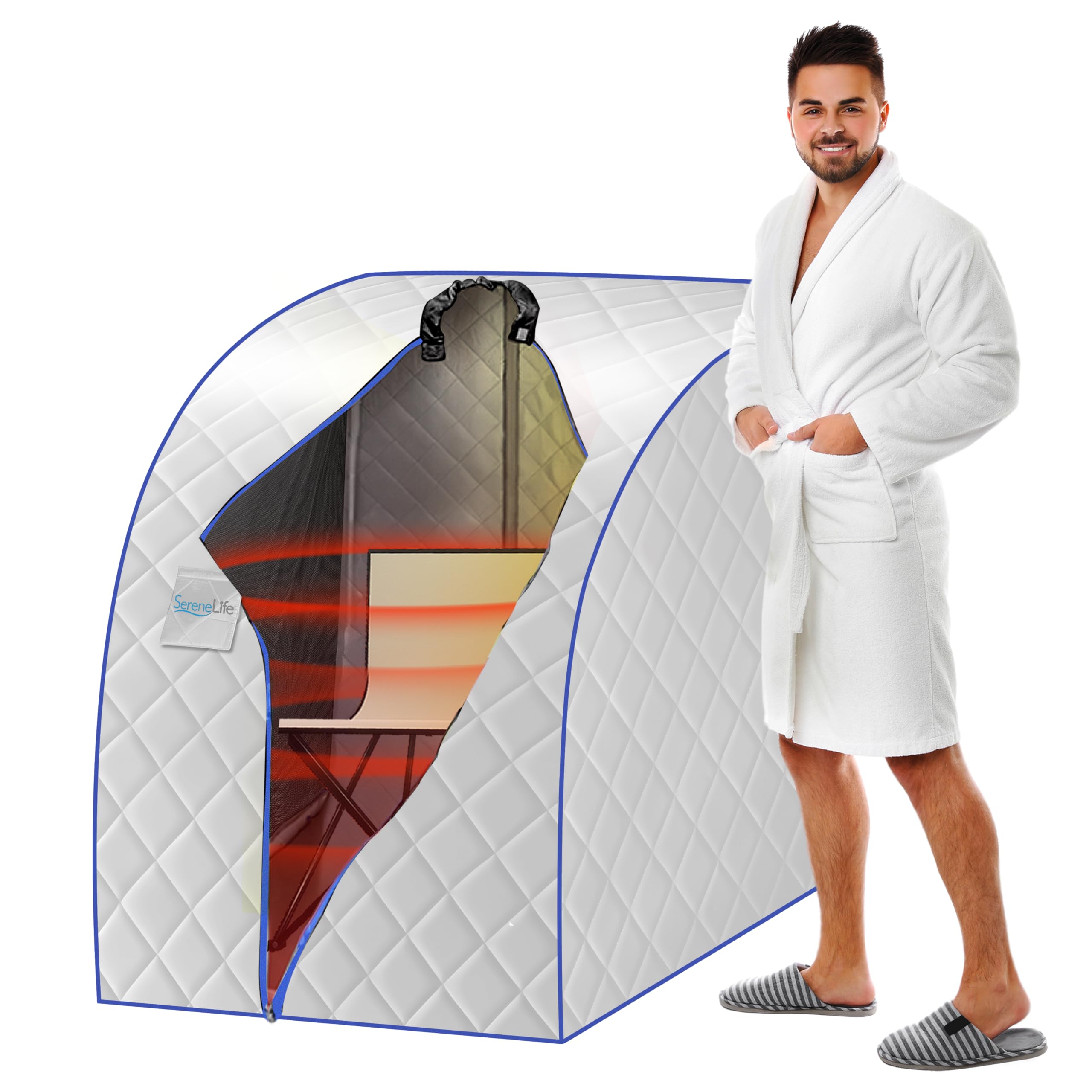 Portable Home Sauna Tent, One Person Infrared Steam Sauna Box with Heating Foot Pad, Chair & Remote Control, Indoor Personal Spa Steam Room for Relaxation & Detox
