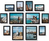 Vittanly 12 Pack Black Picture Frames Collage Kit - Gallery Wall Set with 4x6, 5x7, 8x10 Sizes for Wall or Tabletop Display