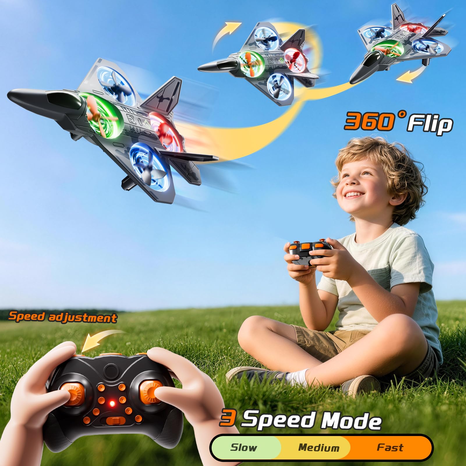 KukuFun Drone RC Avión 2.4GHz Stunt Outdoor Flying Toy para niños de 8 a 12