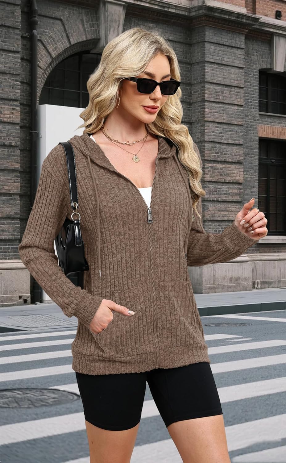 JomeDesign Sweaters for Women Long Sleeve Sweatshirt Fashion Hoodies Zip Up Loose Casual Fall Tops S-XXL - Image 3