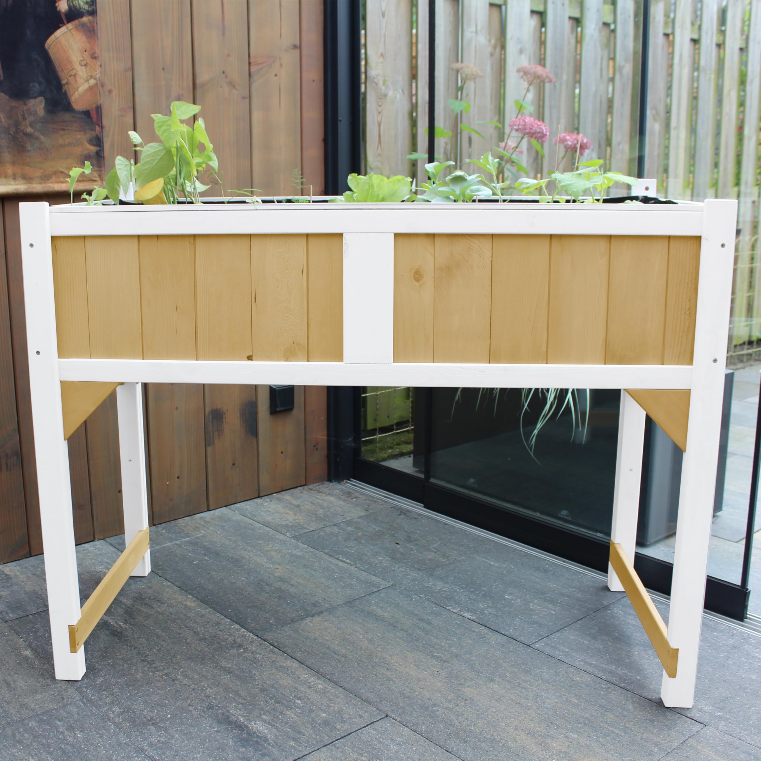 AXI Table De Culture en Bois avec Bac & Voile De Jardin | Potager sur Pied/Jardinière en Marron & Blanc