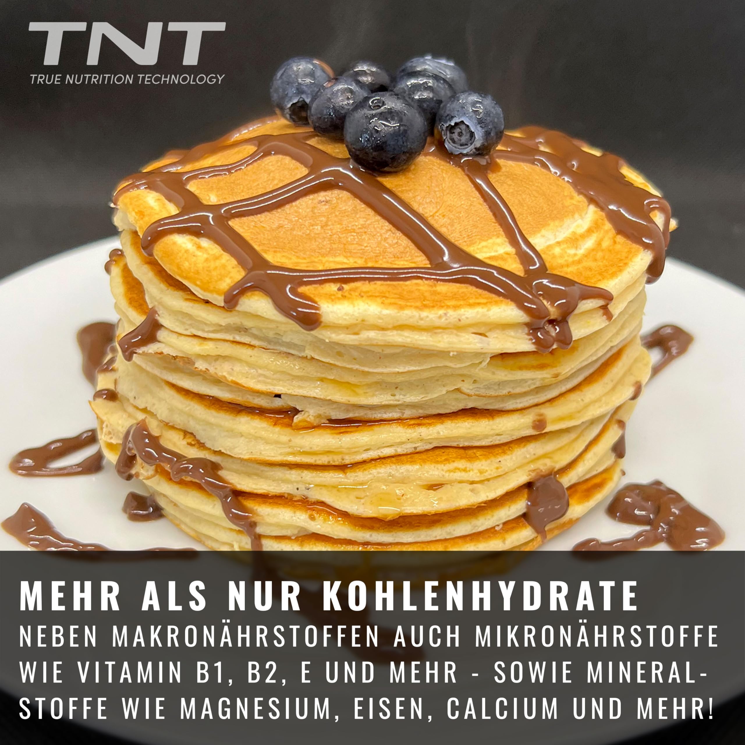 TNT Protein Pancakes (1kg) • Pulver für High Protein Pancakes • 43g Protein je 100g • Diät Fitness–Dessert & Sport–Frühstück zum Abnehmen • Pfannkuchen Teig für Fitness Snack