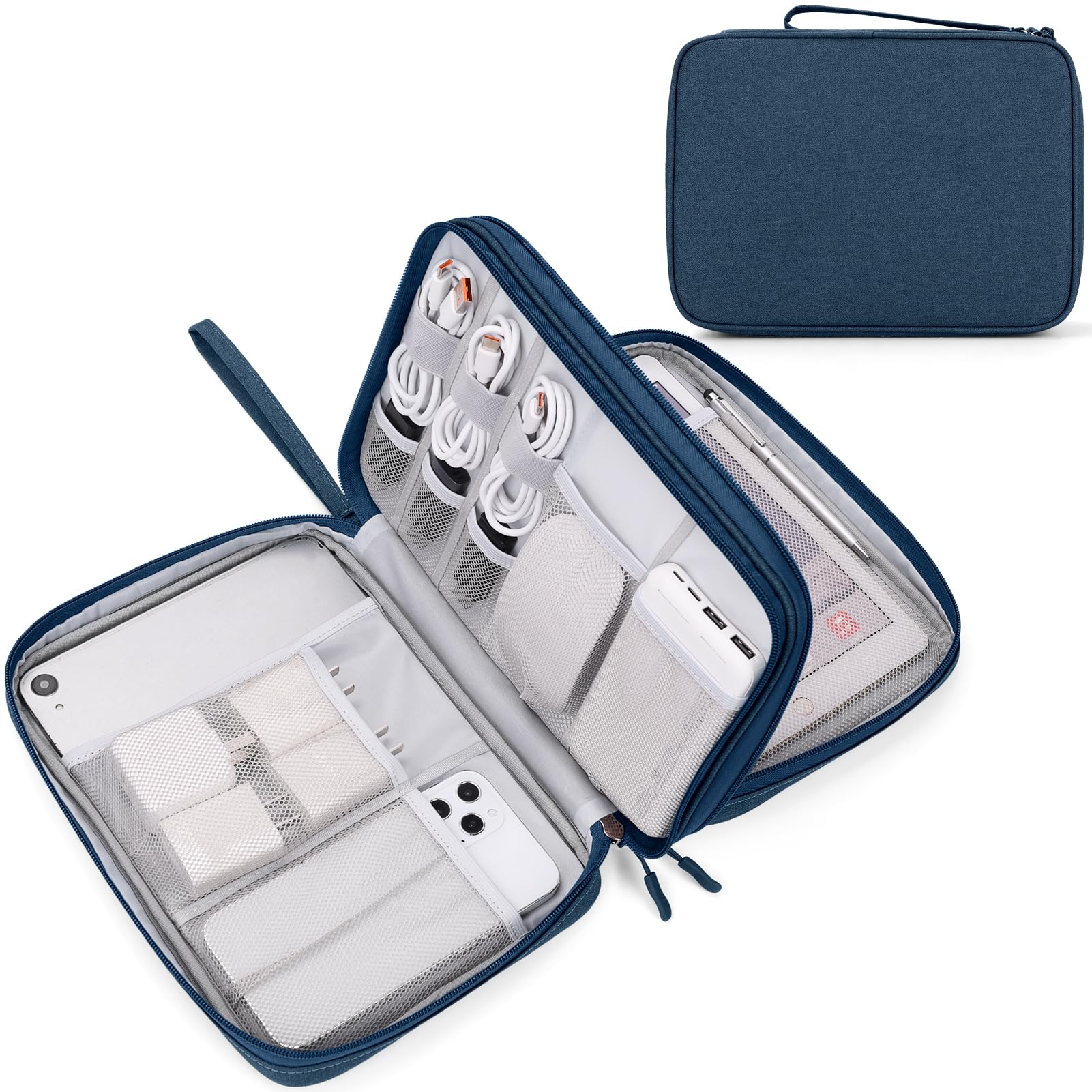 FYY Electronic Organizer, Travel Tech Pouch Bag, Extra Large, Navy