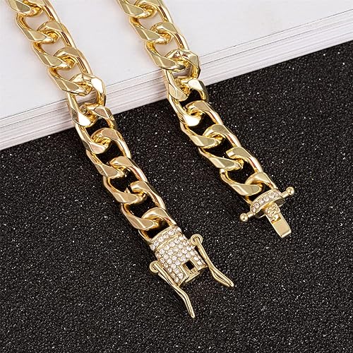 Miniatura 3 de Pulsera tobillera de eslabones cubanos para mujeres, hombres, adolescentes y niñas, hip-hop chapada en oro de 18 quilatesoro blanco con diamantes