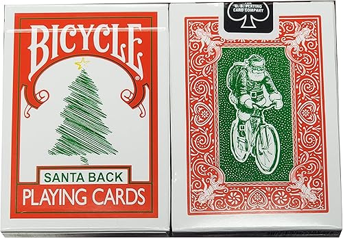 Bicycle Naipes de Papá Noel verde con espalda roja