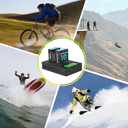 Miniatura 7 de Bonadget Paquete de 3 baterías de 2000 mAh y cargador de 2 canales para Gopro Hero 11109 con puerto de carga USB y tipo C para Gopro Hero11Hero