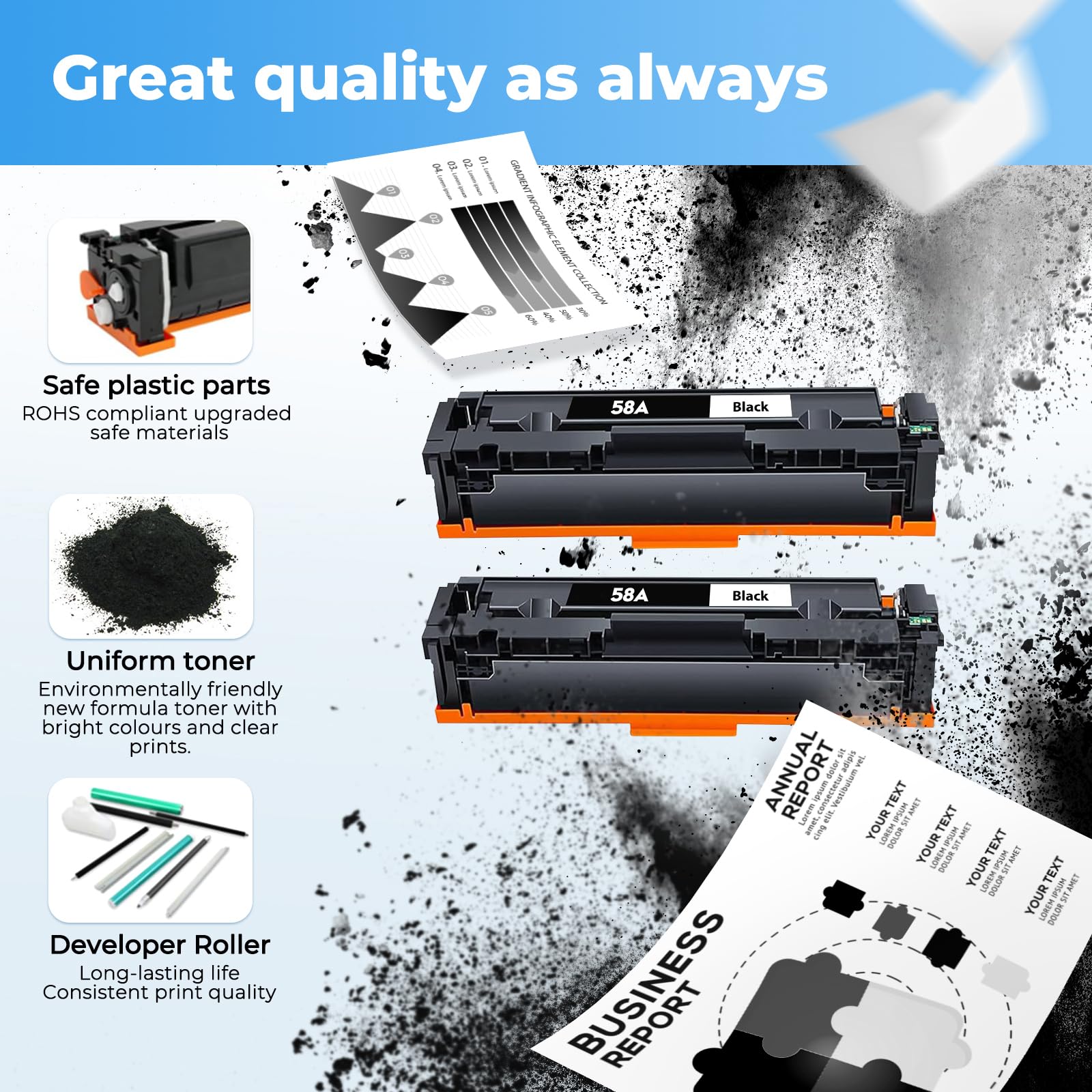 58A Toner Cartridge Black for Laser Jet Enterprise M406dn Pro M404dw, Compatible with HP 58X CF258X Toner Cartridges for HP58A CF280A Color Laser Jet Pro M404dw M404dn Enterprise M406dn MFP M428fdw