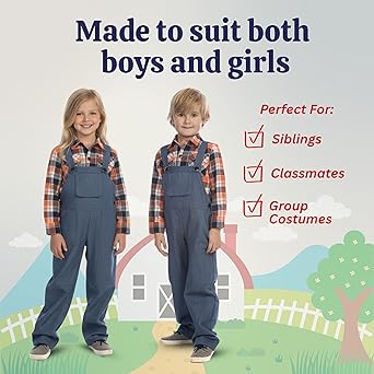 Dress Up America Farmer Costume For Kids - Farmers Overalls And Shirt For Boys And Girls