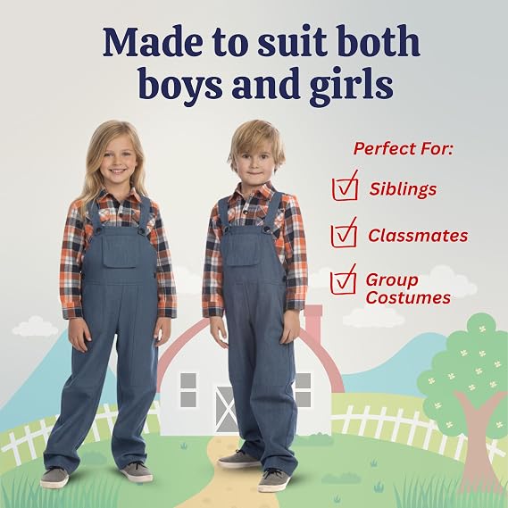 Dress Up America Farmer Costume For Kids - Farmers Overalls And Shirt For Boys And Girls
